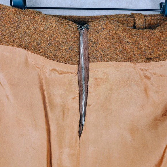 1970s Wool Mini Skirt Brown Small Dark Academia Library‎ Preppy Feminine Skirt - Picture 9 of 15